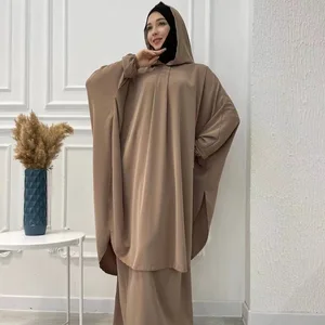 2026 Vintage Solid Polyester Abaya Dress Plus Size Traditional Muslim Clothing for Spring Ramadan