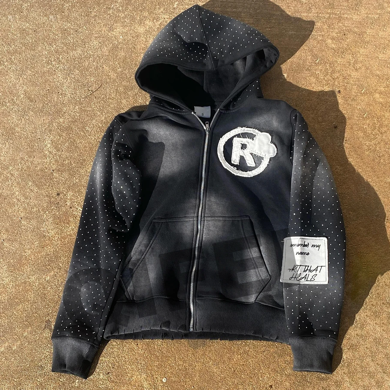 Leather Appliqué Zip Up Hooded Sweatshir KIDS PIERCE ESSENTIAL FRENCH TERRY ZIP HOODIE - B0H269E200