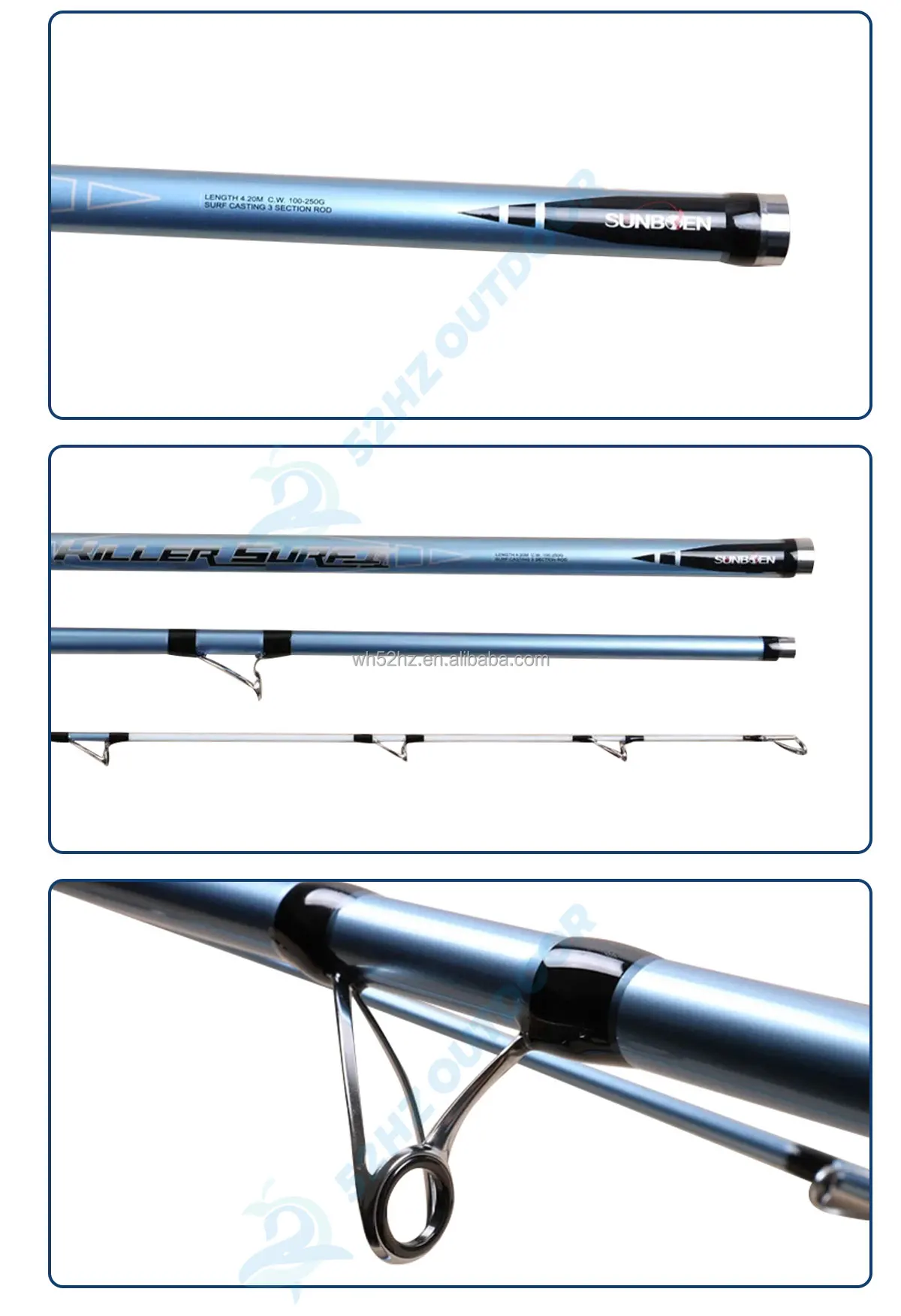 Factory Wholesale 4.2m 4.5m 3 Sections Surf Long Casting Carbon Fishing