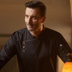 Zhenyao High-End Men's Long Sleeve Pure Cotton Chef Work Clothes Executive Chef Suit Top for Restaurants Restaurant Bar Uniforms