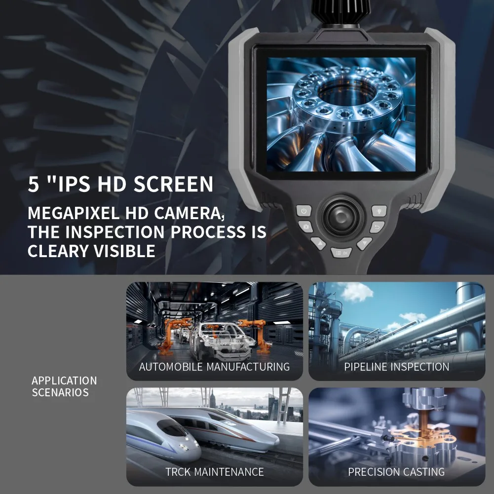 Megapixel 360° Rotation Borescope Mini Camera High Lumen IP67 Waterproof Snake Tube for Industrial Inspection