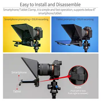 FEELWORLD TP2 Portable 8-inch Professional Teleprompter with Remote Control for DSLR Camera, OEM Factory Direct detail image
