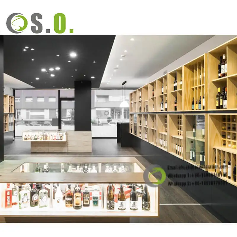 Modern Custom Wine Shop Interior Design Wine Wall Display Showcase ...