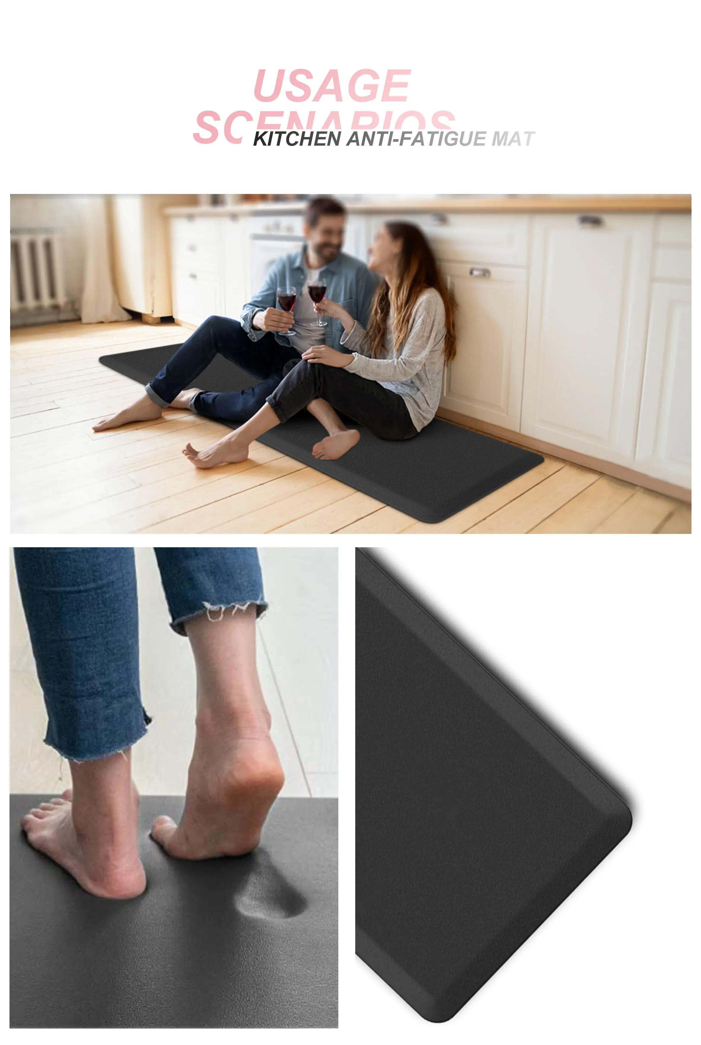 Factory Wholesale PU Printed Kitchen Rug Carpet Soft Office Anti-Fatigue Mat Standing Kitchen Mat supplier