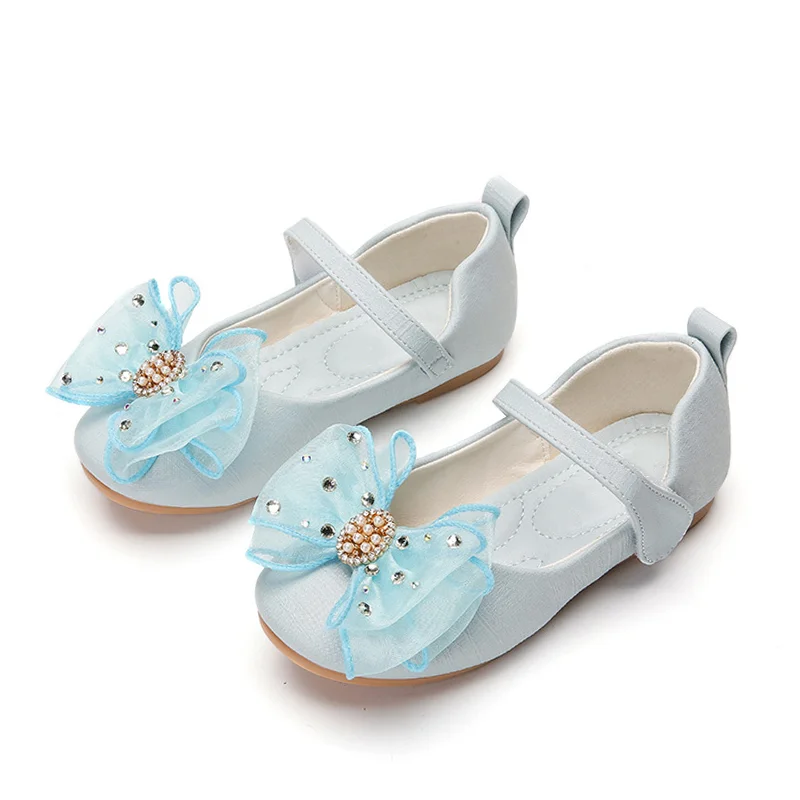 kids Girls Mary Jane Bowtie toddler Ballerina  Flower Wedding Party Dress Pump flat children shoes