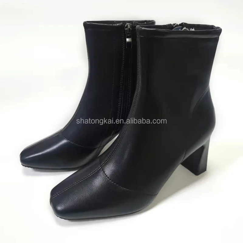 White Square Toe Side Zipper Ankle Boots - Winter Style