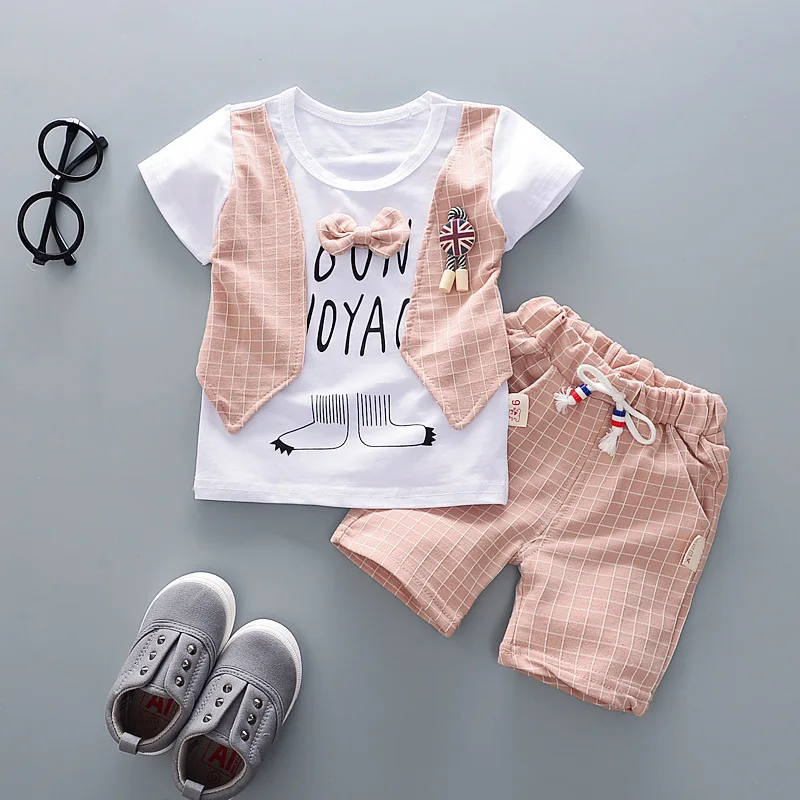 1-4 Year Old Summer Boy Clothes Set 2022 New Design Lattice 2pcs Baby ...