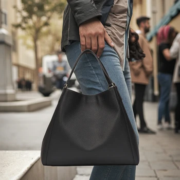 Luxurious Top-Grain Cowhide Full-Grain Genuine Leather Women's Handbag Single-Shoulder Design Open High-End ODM/OEM Options