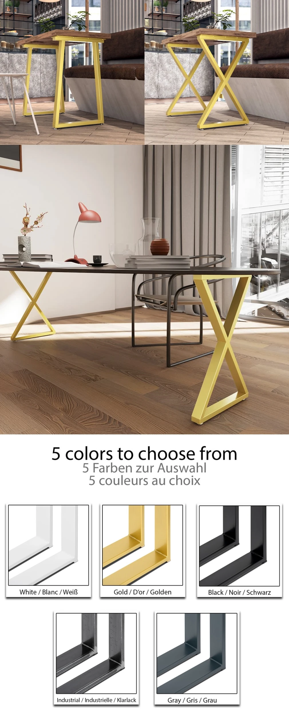 Table Legs Frame Furniture Office Desk Cast Iron Stainless Steel Bar