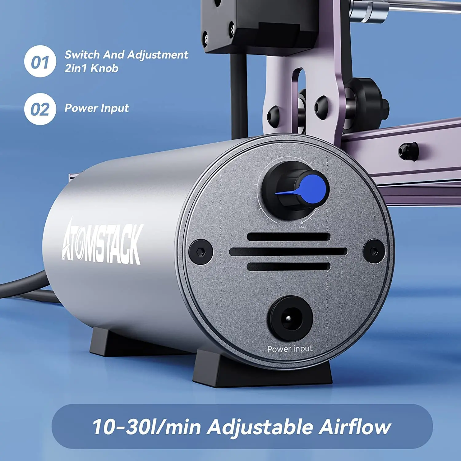30 L/min Adjustable Air Pump Kit For Laser Engraver Cutter - 18W With Aluminum Housing - DY-30-A