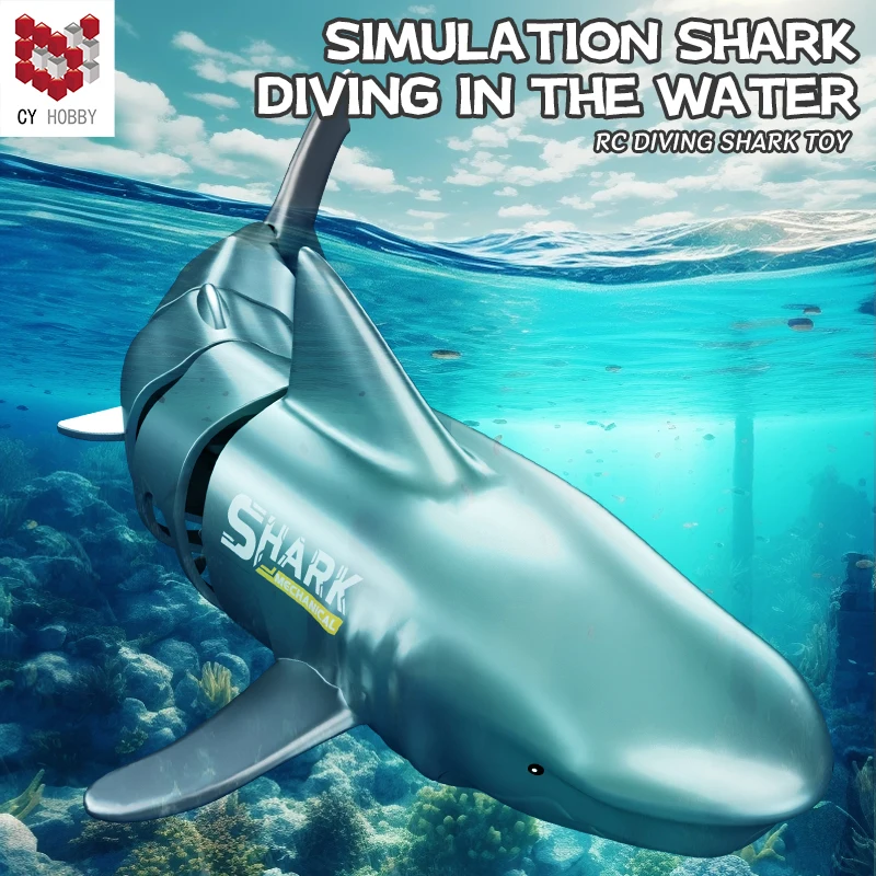 Requin Télécommandé 2,4 GHz Étanche – Plongée Sous-Marine – Rechargeable USB – 38 Cm – Jeu Eau Piscine/Bain – Dès 6 Ans