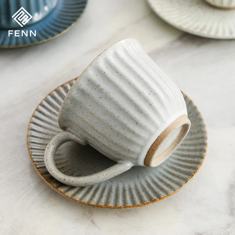 FENN 180ml hot selling unique durable mug custom printed coffee tea cup and saucer sets wholesale ceramic mug gift set