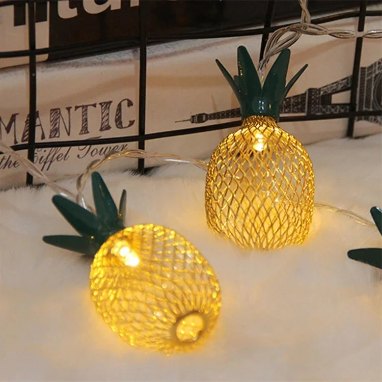 LED Pineapple Peach Fruit String Lights Colorful Garland String Fairy Light USB Battery Lantern Xmas Wedding Lamp Decoration