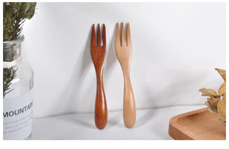 Креативная деревянная вилка в японском стиле для кухонной утвари