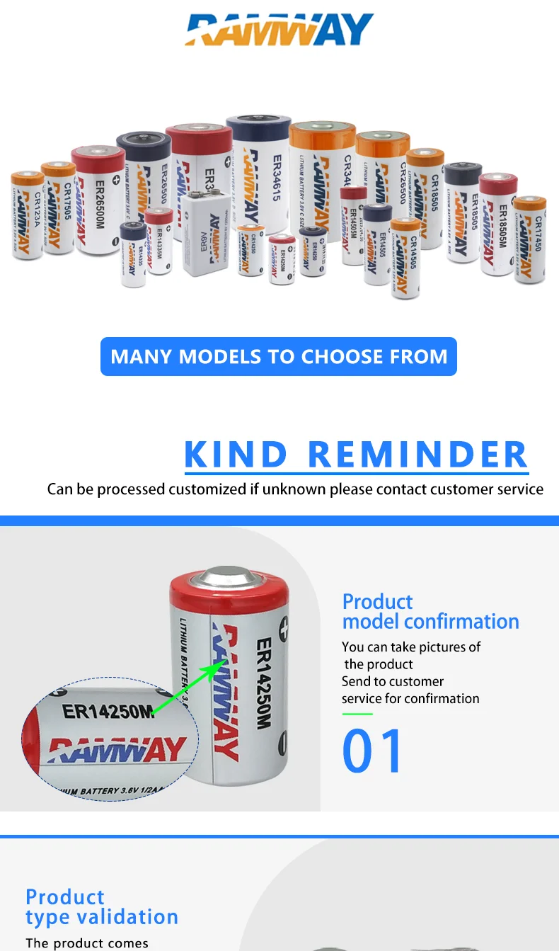 RAMWAY ER14250M 3.6V Lithium Battery for Medical Equipment