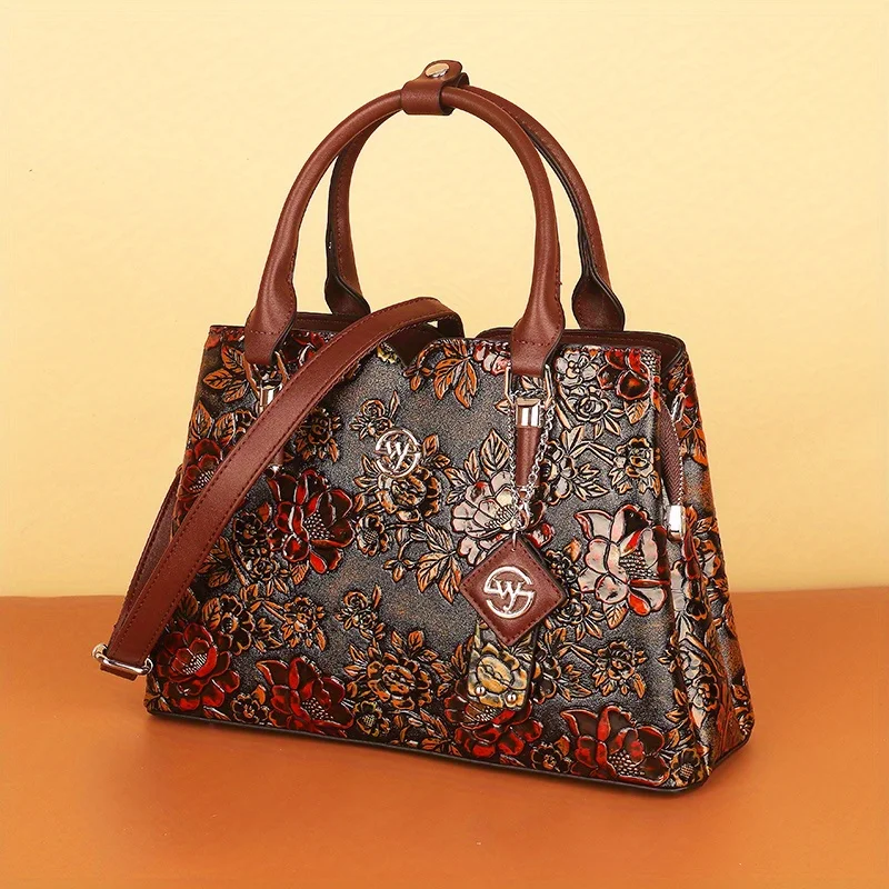 2024 Vintage Flower Tote Bag with Zipper
