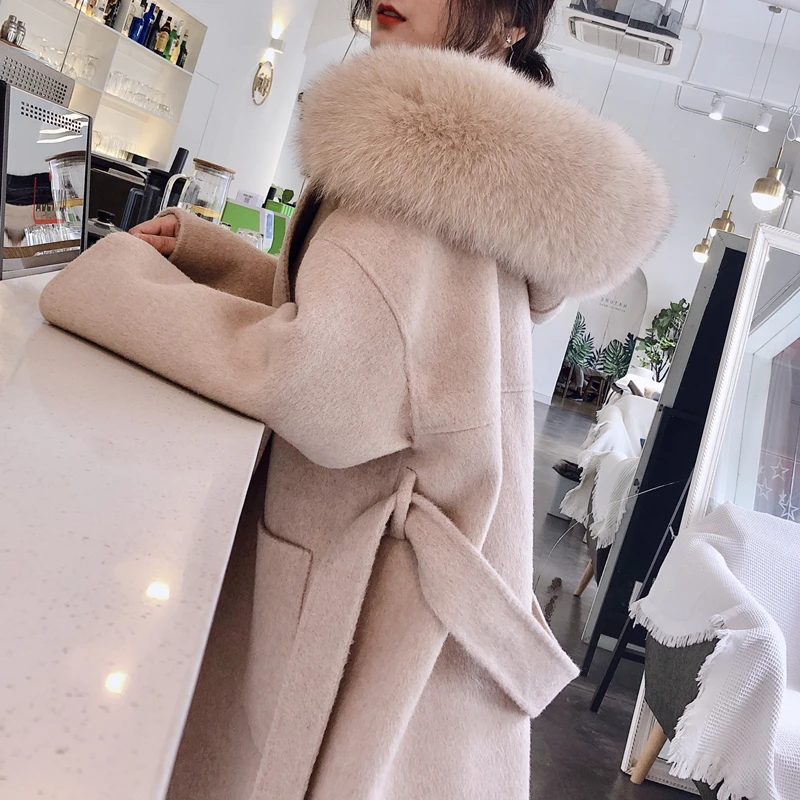 Cashmere Coat Kaschmir Mantel Mit Kapuze Luxus Damen Bekleidung - Main Image