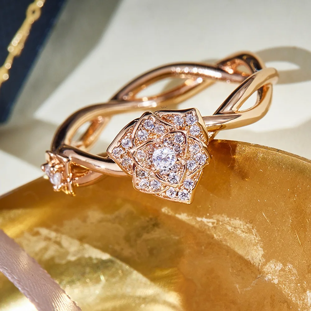 Engagement Ring Gold Jewelry Wholesale Vendors Inlaid Zircon