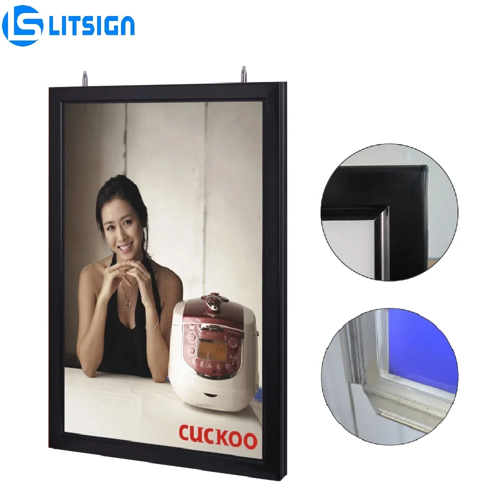 Wall Mount Glowing Display Led Lighted Snap Aluminum Frame Restaurant Fast Food Light Box Menu Board