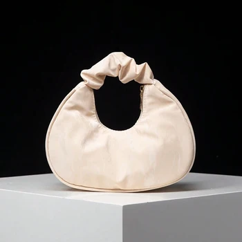 PU Leather  Handbag Daily Wrinkle Bag Minimalist Ladies Wallet Crescent Moon Bag For Women Satchels