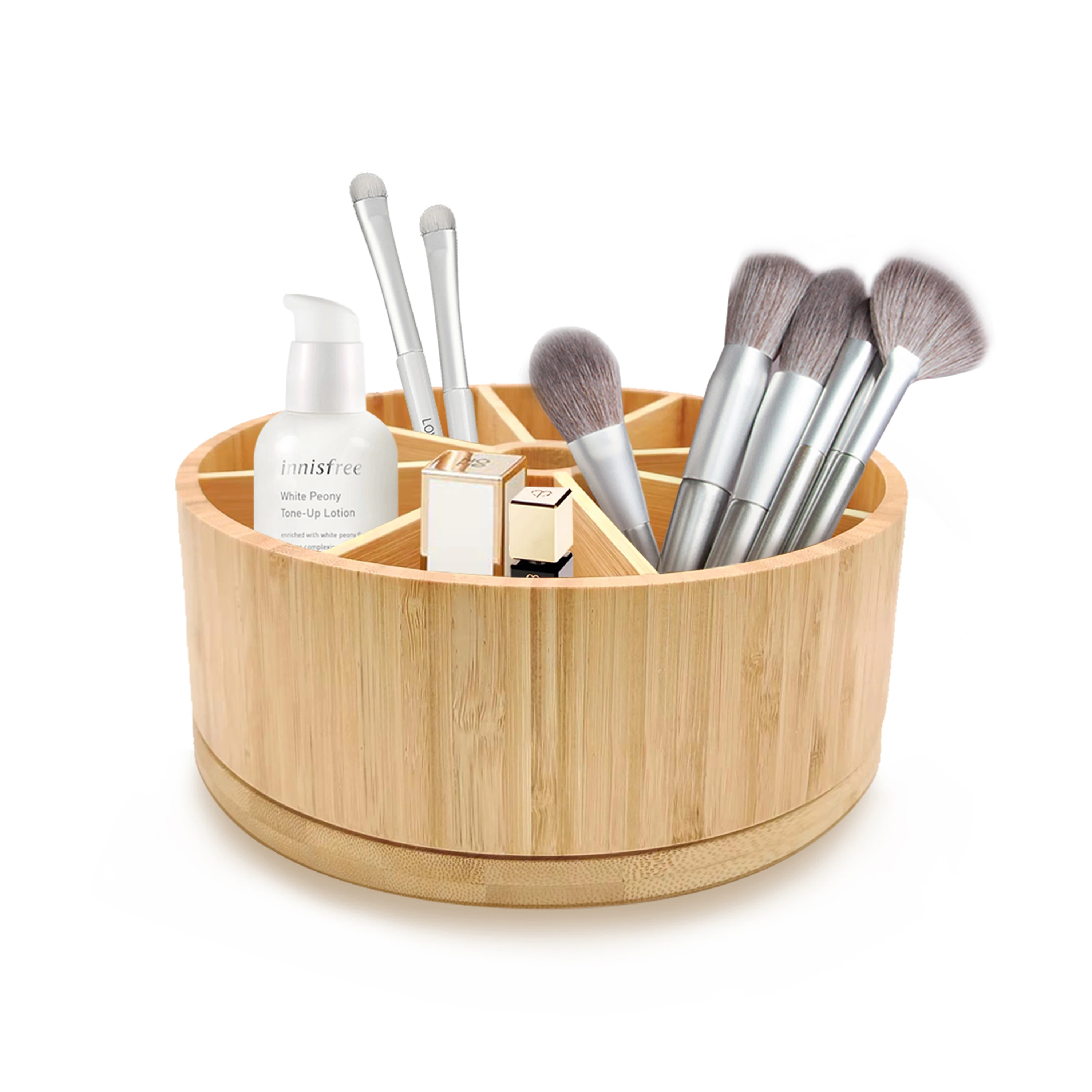 Бамбуковая художественная поставка Органайзер вращающийся держатель для карандашей с 8 квадратными отделениями из дерева