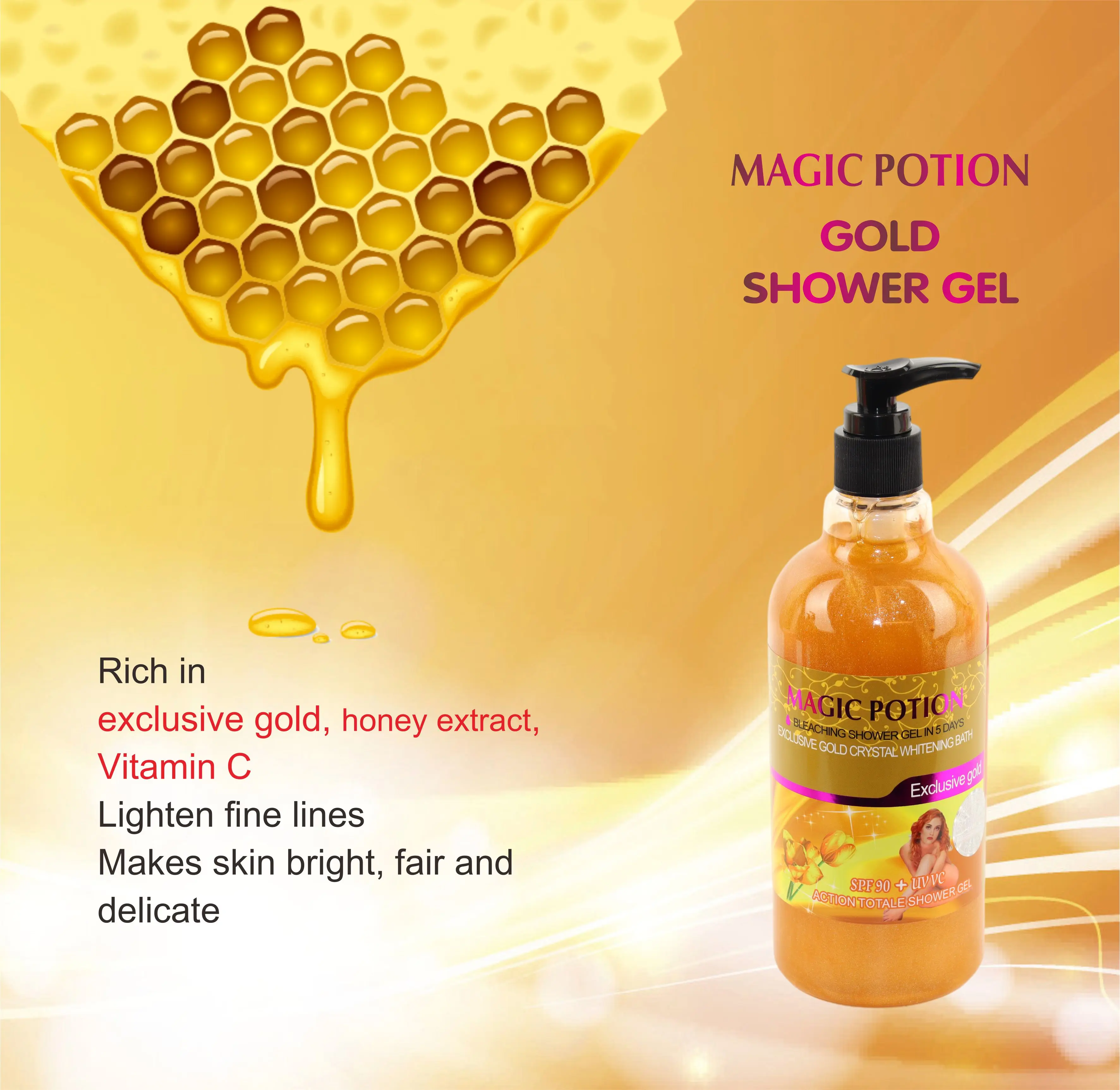 Magic Potion Glutathiones Customized Organic Exfoliating Whitening 100% Rose Carrot Orange Body Wash Shower Gel 500ml