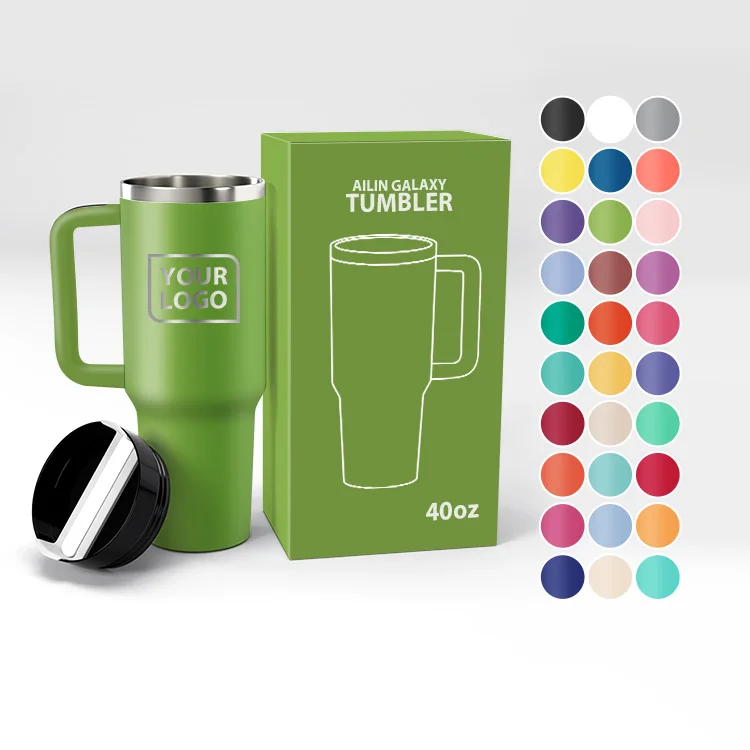 Ailingalaxy 40oz тумблер с ручкой и соломой 40oz тумблер с ручкой 2,0 крышкой из нержавеющей стали сублимация