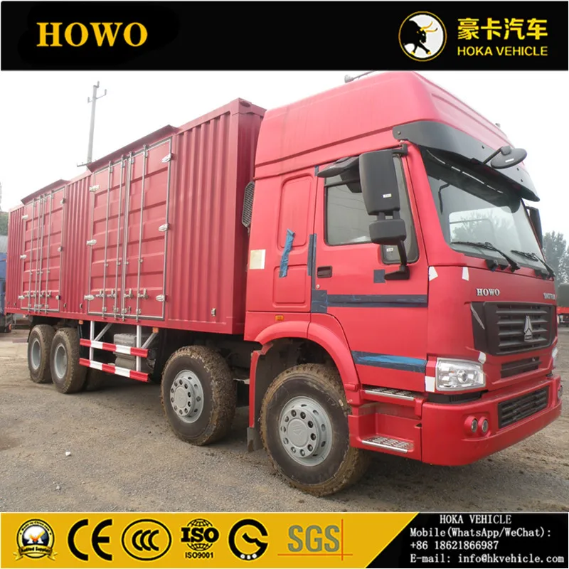 SINOTRUK HOWO 8X4 371HP 35T CONTAINER VAN TRUCK CARGO TRUCK RED COLOR ZZ1317N4667W