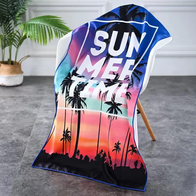 Custom Printed Microfiber Beach Towel Printed Lightweight Thin Beach Towel