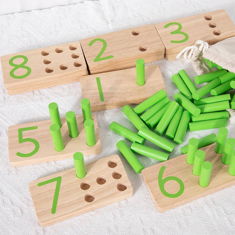 Hot Sale Wooden Number Math Learning Toy  Montessori Math Peg Board Counting Material Toys