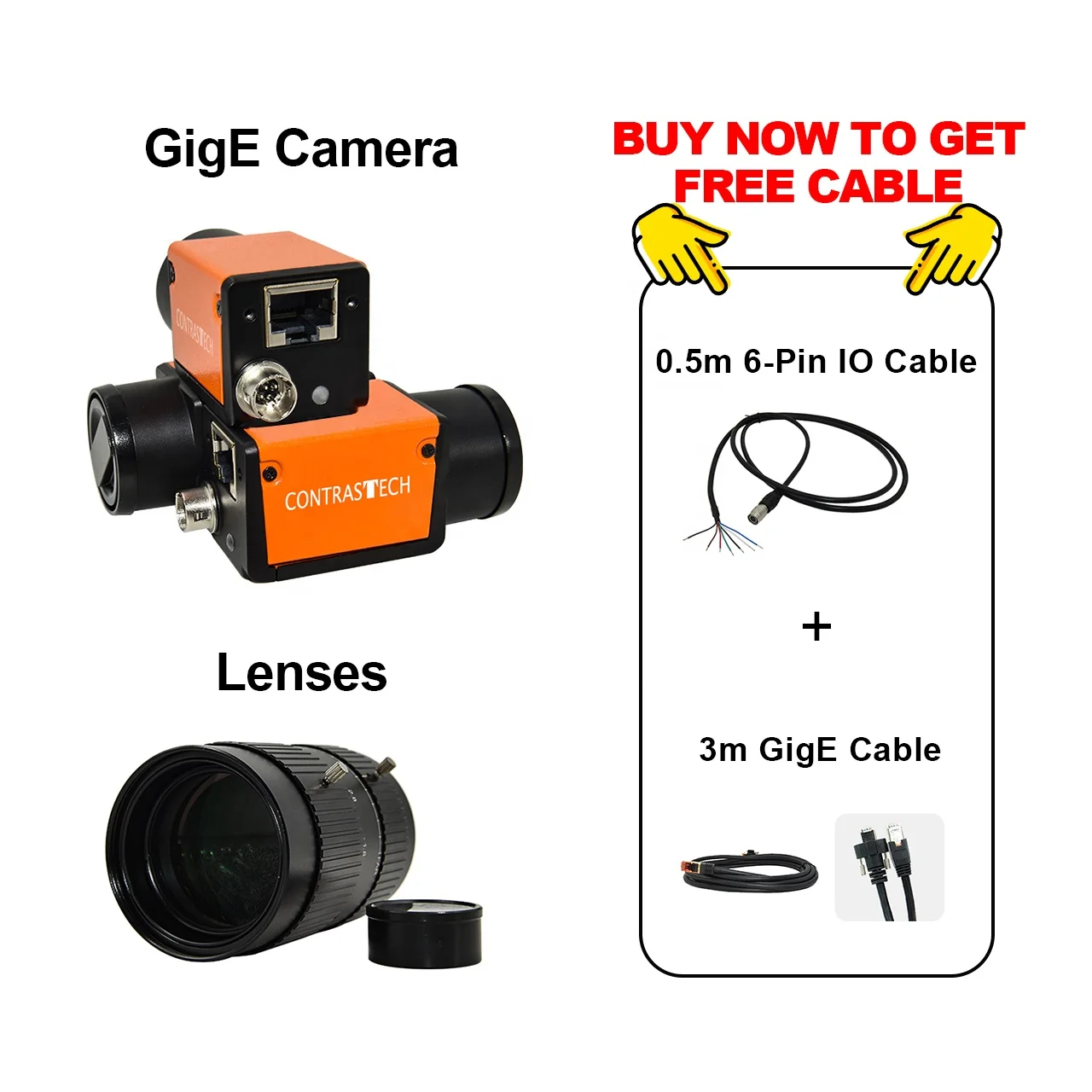 High Speed Gige Camera With Global Shutter 1000 Fps 2000 Camera More Digital Camera for Sports Analysis Golf Swing Inspection