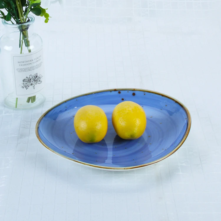High Quality Color Glazed Rustic Modern Stoneware Plates Restaurant Ceramic Porcelain Dish Plate