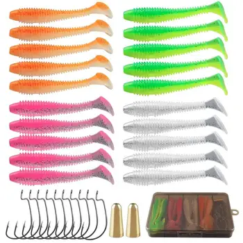 CHEERY Cross-border Wholesale 7.5cm Screw T-tail Soft Lures, Anti Snag Offset Hook for Texas & Carolina Rig Fishing Tackle – Soft Lure – view 3