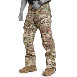 Waterproof Formal Men's Outdoor Cargo Pants Side Zipper Overalls Canvas Fabric Windproof Breathable Mid Waist Light Wash Flat