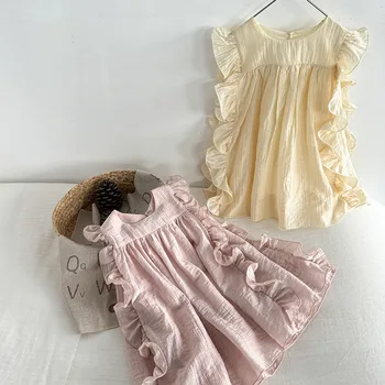 Girls dresses 2024 New child girl all-match pastoral style lace dress