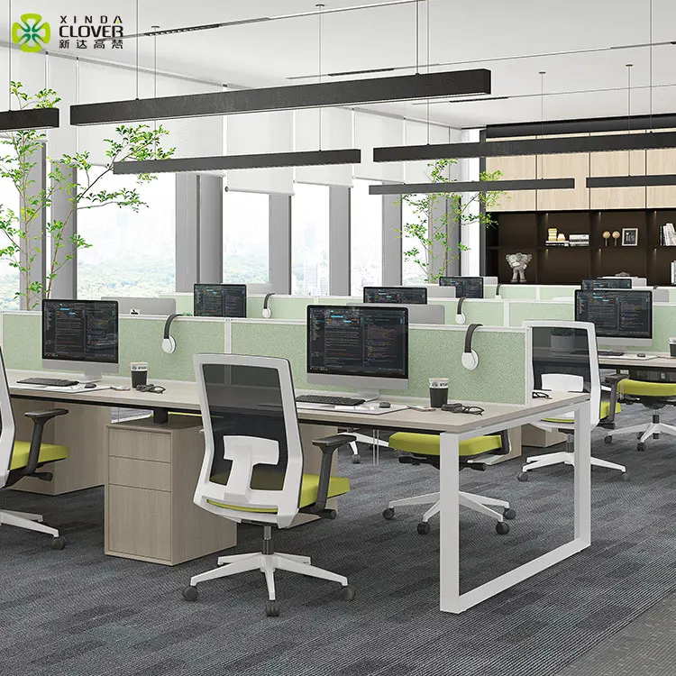 1400mm Offical Modern Working Table 6 Person Office Workstation Desk Metal Iron Office Furniture Set Cheap 10 Years
