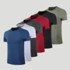 Active Mens Gym T Shirt 90% Polyester 10% Elastane Men's Quick Dry Moisture Wicking Active Athletic Performance Crew Gym Tshirt