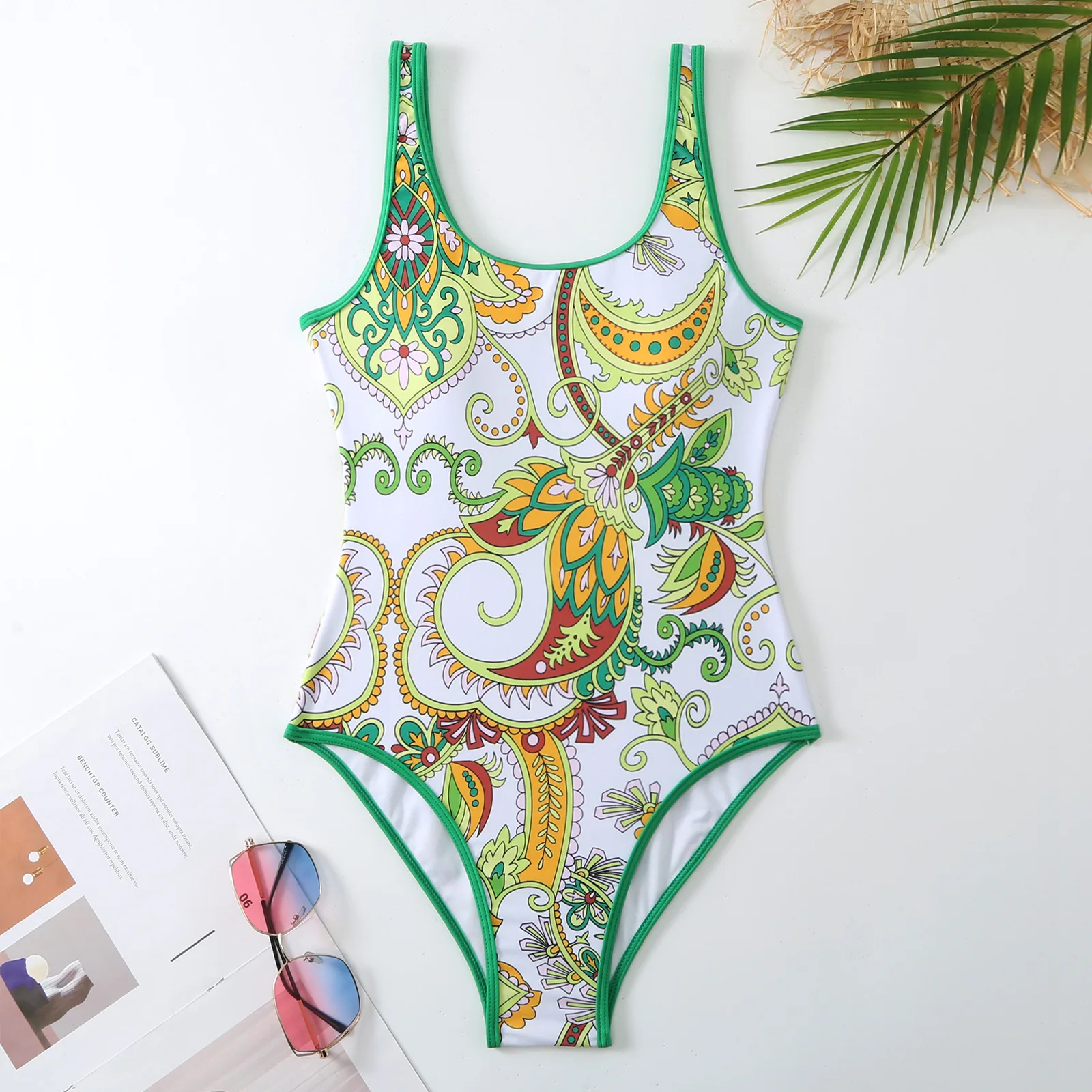 Jsn 2023 Trending Swimsuits Boho Bathing Suit Vendors Green Print One
