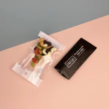 Custom Printing Wholesale Heat Seal Three Side Seal Glossy Transparent Pouches Nuts Snacks Food Items Packaging Bags