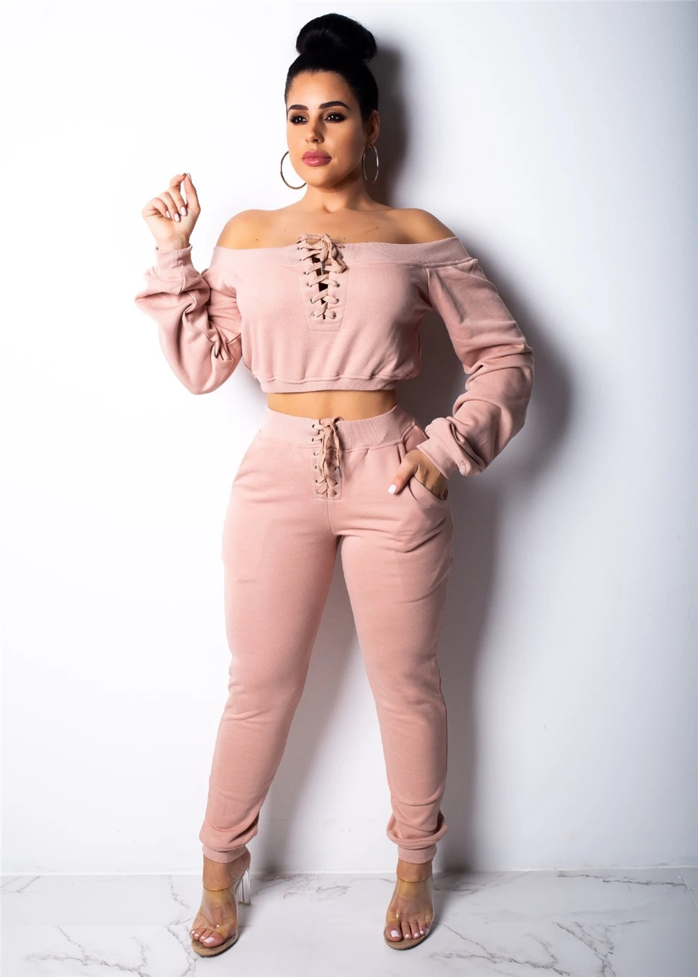 Drop shipping 2021 Boutique Long Sleeve Top Pants Outfits Two Piece Set Women Clothing new fashion High Quality Two Piece Set