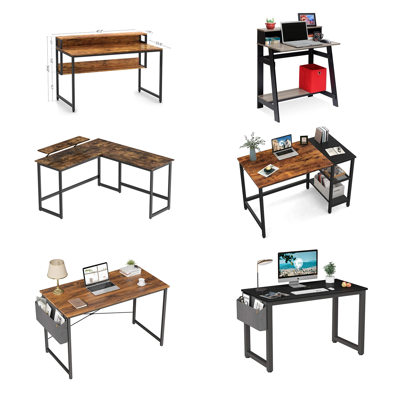 Modern Lshaped Computer Home Office Desk,Corner Gaming Desk With Monitor Stand,Study Writing