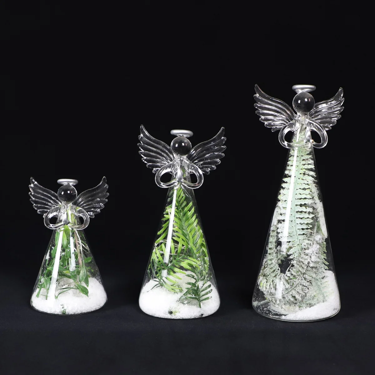 Clear glass angel decoration for sale christmas small cheap angel figurine made in glass wholesale for decoration