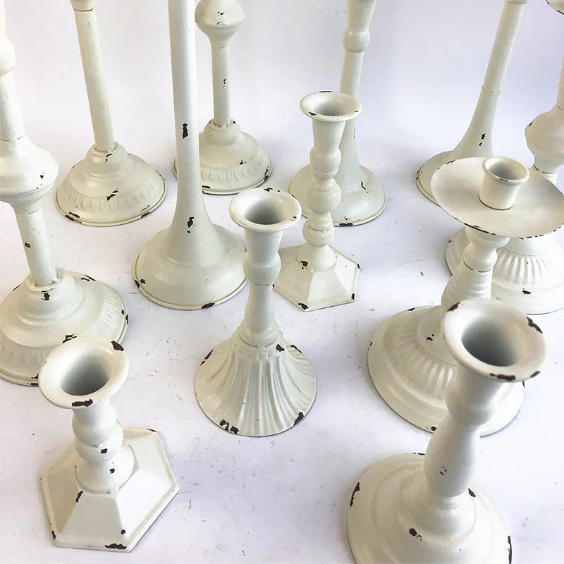 White Metal Candle Holders Retro Wedding Party Table Centerpieces