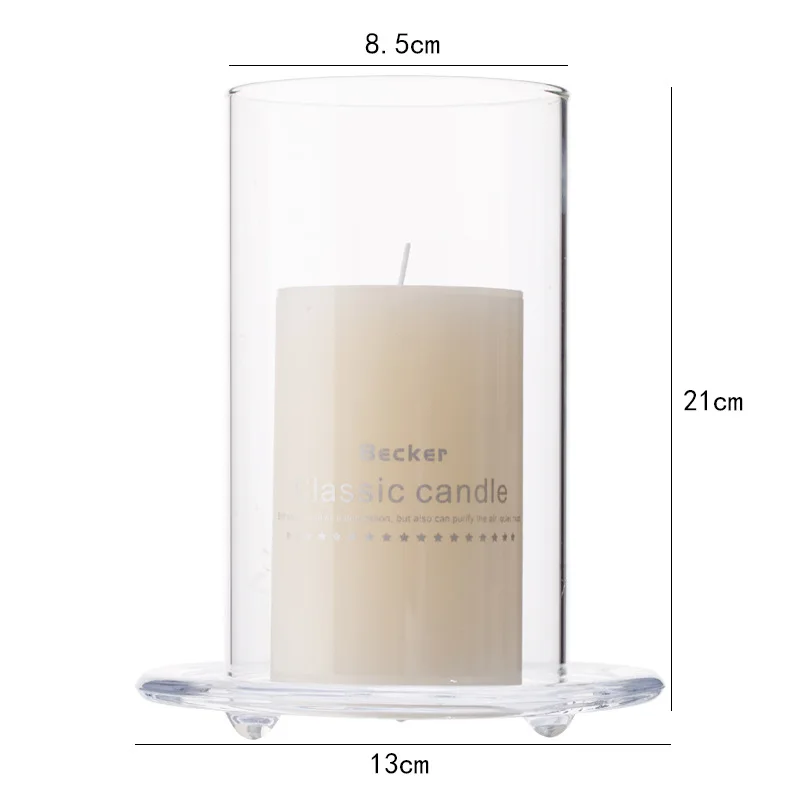 Wholesale Custom Size Open Ended Clear Glass Cylinder Candle Holder Bottomless Candle Cover Chimney Clear Candle Holder Sleeve