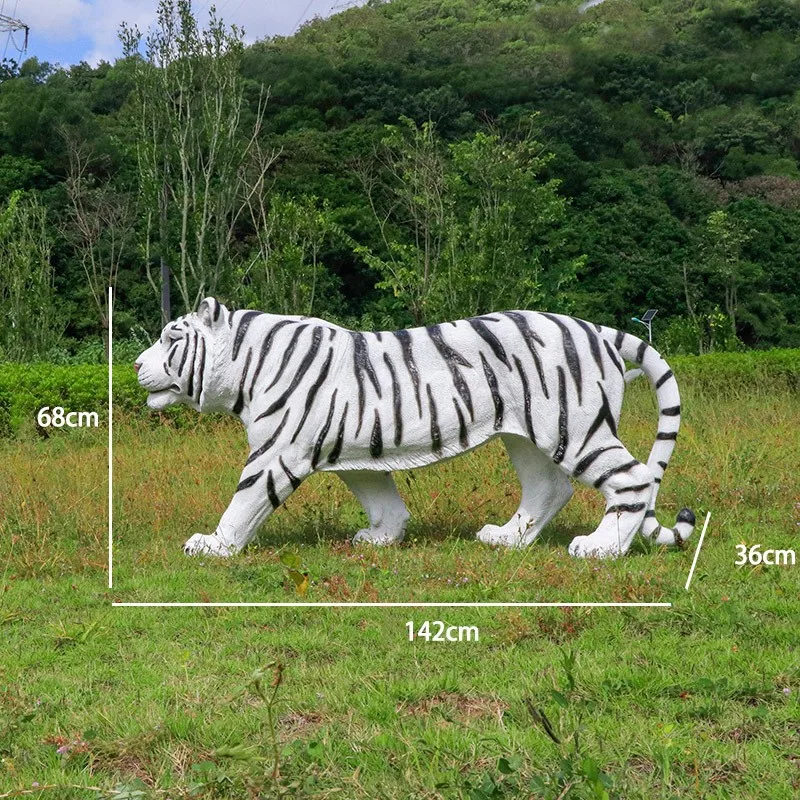 Custom Life Size Bengal White Tlger Statue Outdoor Park Zoo Landscape