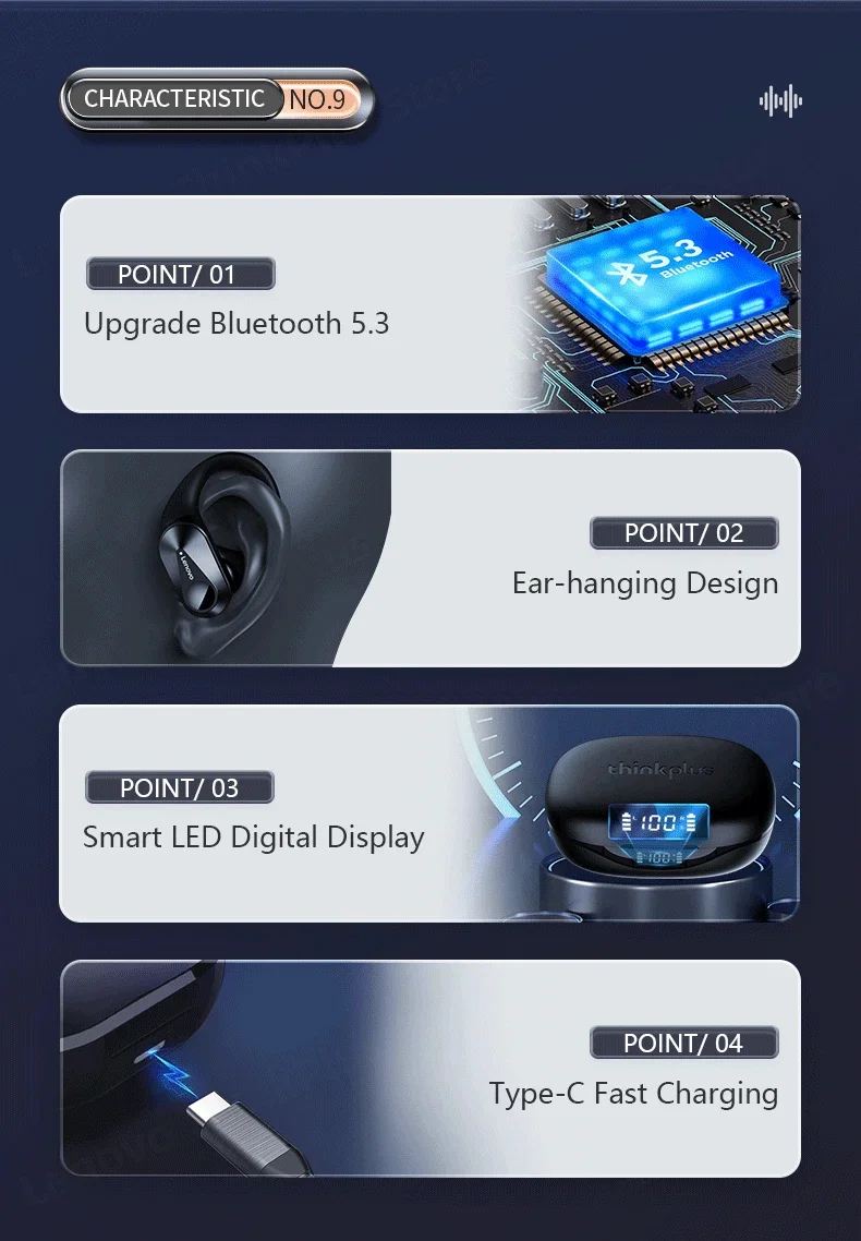 Original Lenovo LP75 TWS Bluetooth 5.3 Headphones Wireless Music Earphones LED Digital Display Noise Reduction Game Earbuds