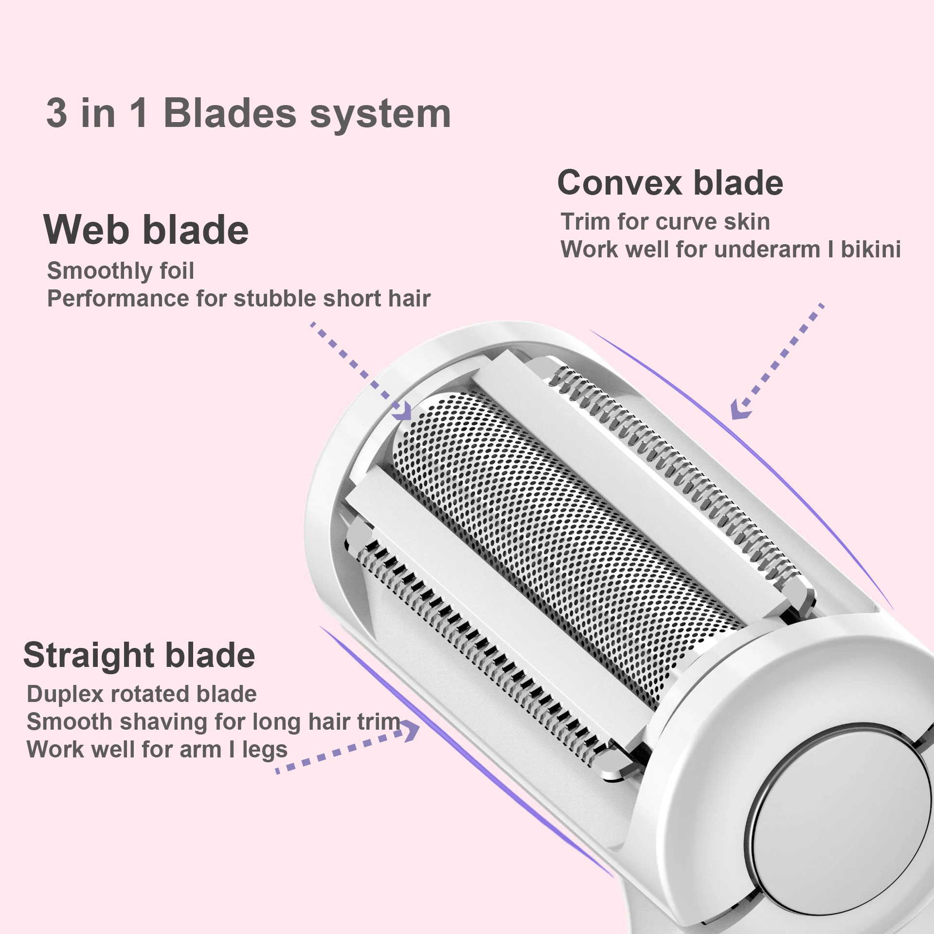 2021 new design wet dry lady  foil shaver 45 degree rotated Three Blades men facial hair trim edge norelco bikini underarm
