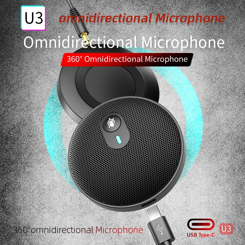 Conference USB Microphone Omnidirectional Condenser PC MIC for Video Conference