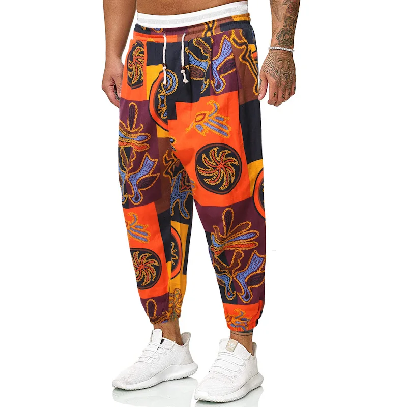2021 Autumn Men Cotton Pockets Harem Hip Hop Joggers Gypsy Hippie Drop Crotch Mens Pants Man Sweatpants Streetwear