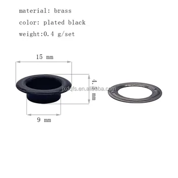 brass eyelets plated black for Leather to the fabric 15 mm diameter 9 mm internal diameter Metal Grommets